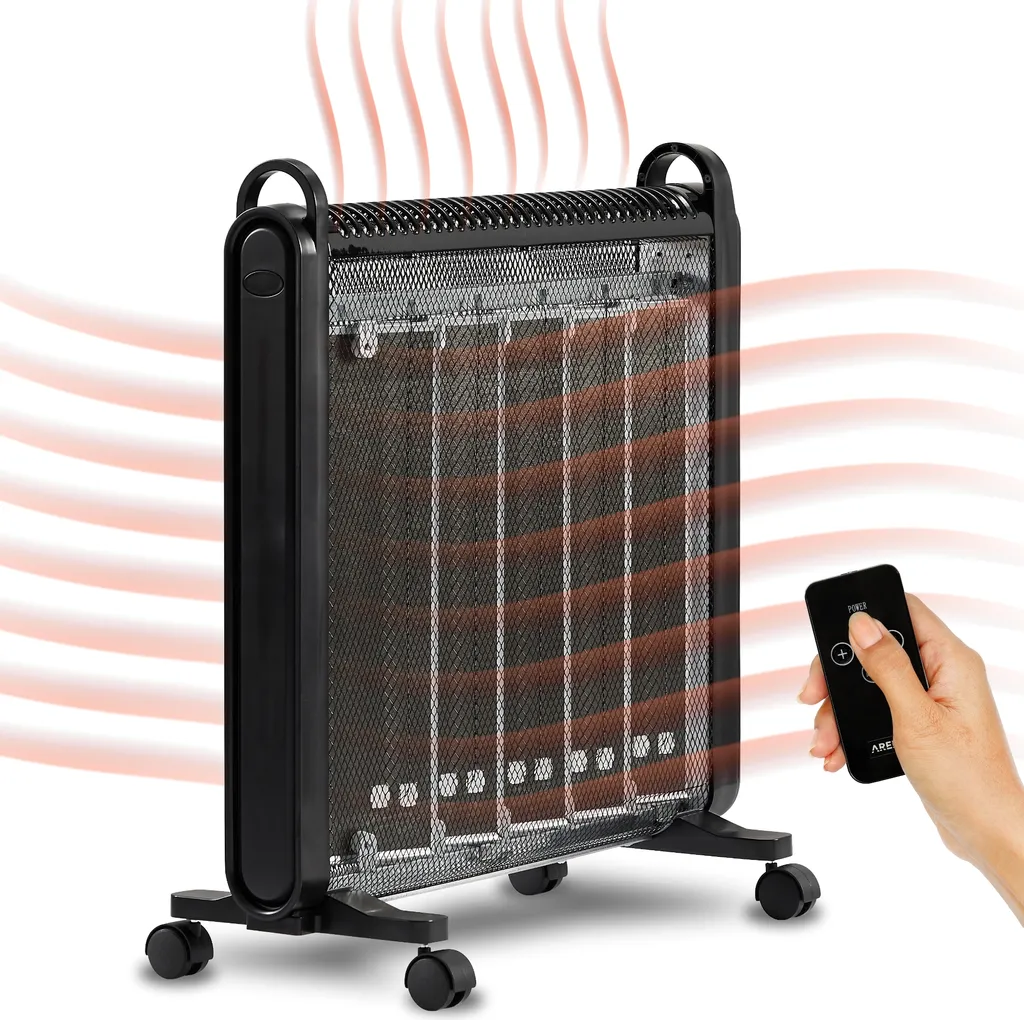 AREBOS Mica Konvektor 2000 W | Wärmewellenheizer | Elektroheizung | Konvektor-Heizung | Mobile Elektroheizung Energiesparend | Leise Heizung | Mobiler Elektro Heizlüfter Mit 2 Heizstufen | Schwarz