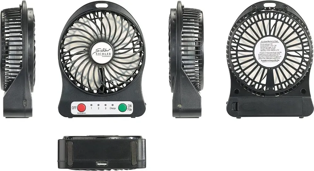 3in1 Akku Tisch-Ventilator Mit Powerbank-Funktion + Leuchte / Lampe 1.800 MAh Auto Camping – Bild 4
