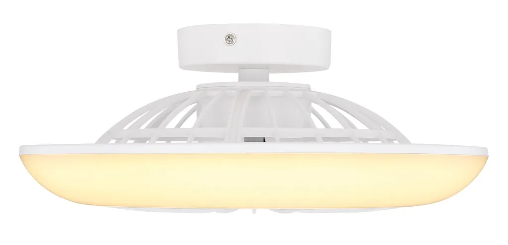 Globo Lighting Deckenventilator Metall Weiß, Matt, Kunststoff Opal, Kunststoff Weiß, Mehrere Stufen über Wandschalter, Memoryfunktion, Weitere Funktionen: NEW, 3 Stufen: Licht/Ventilator/beides, Max. Motorleistung 5W, Optimale Raumnutzung 7m², Abkühlung, Geschwindigkeitsstufen 1500 RPM, ø: 300mm, H: 120mm, Inkl. LED 18W 230V, 2100lm Source, 1400lm Output, 3000K
