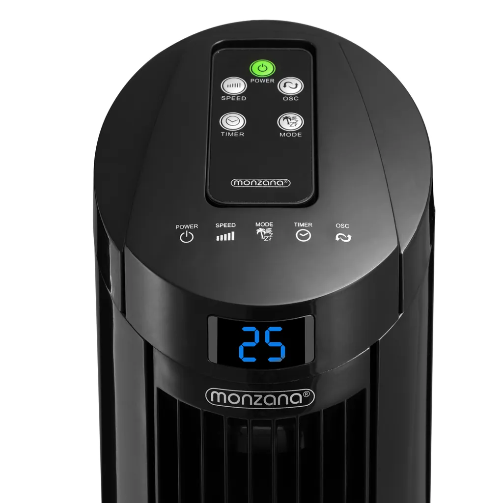 Monzana Turmventilator Fernbedienung 3 Geschwindigkeitsstufen Timer 70° Oszillation Flüsterleise Ventilator Standventilator, Farbe:schwarz – Bild 5
