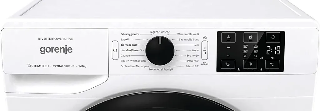 Gorenje WNEI 86 APS Waschmaschine Mit Dampffunktion - 8 Kg - 1600 U/min - 16 Programme - Inverter Motor - Edelstahltrommel - AquaStop - Kindersicherung - Trommelreinigung - Weiß – Bild 2