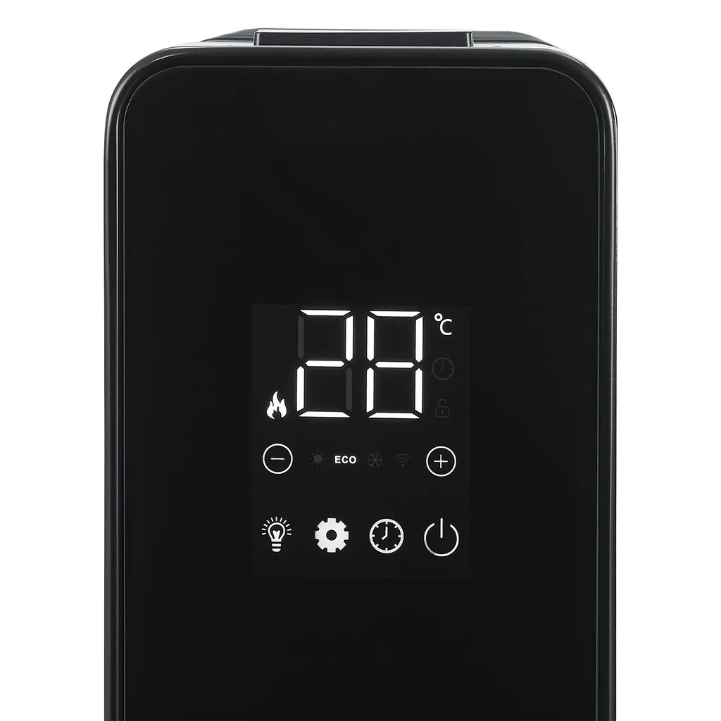Juskys Elektroheizung Ölradiator 2500W - Wi-Fi Steuerung, Fernbedienung & Touch-Display - Energiesparender Radiator, 2 Heizstufen, 24h Timer - Schwarz – Bild 13
