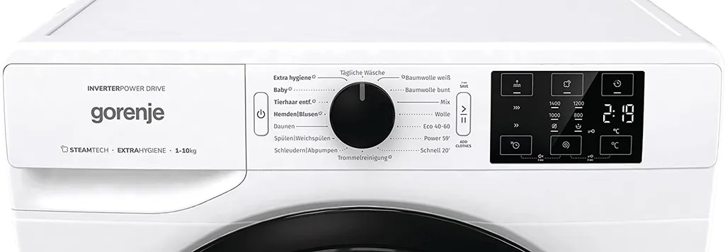 Gorenje WNEI 14 APS Waschmaschine Mit Dampffunktion - 10 Kg Fassungsvermögen - 1400 U/min -16 Programme Inverter Motor - Edelstahltrommel - AquaStop - Kindersicherung - SterilTub - Weiß