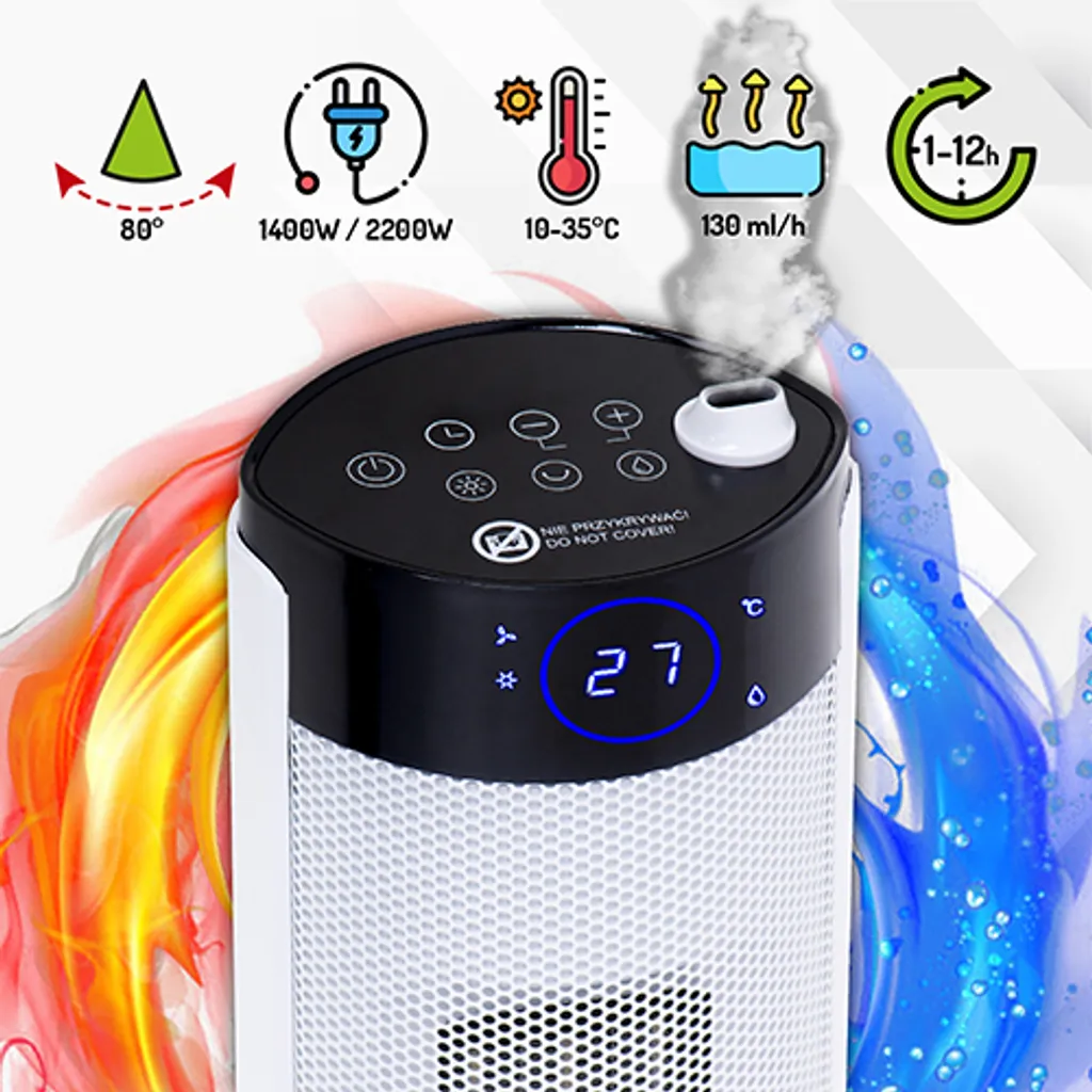 Adler Turmheizung Heizlüfter Keramik 2200 W Mit Fernbedienung Heizgeräte Keramikheizer Oszillation Heizung Standlüfter – Bild 10