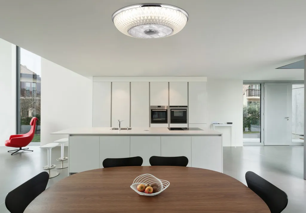 Globo Lighting Deckenventilator Metall Verchromt, Kunststoff, Acryl Satiniert, Dimmbar, Farben Fixierbar, Fernbedienung, Batterie Inkludiert 2x AAA, Max. Motorleistung 30W, ø: 550mm, H: 200mm, Inkl. LED 36W 230V, 2900lm Source, 2120lm Output, CCT 3000-6000K – Bild 5