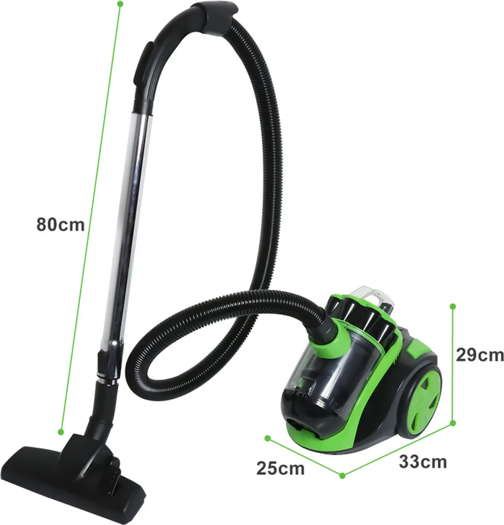 EINFEBEN Staubsauger Efficiency Bodenstaubsauger Zyklon Beutellos 900 Watt Beutel Grün – Bild 2