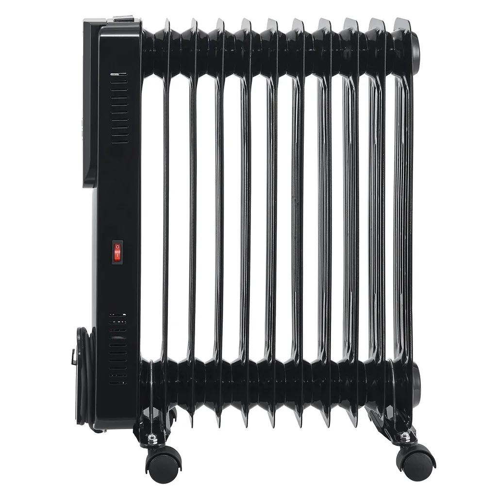 Juskys Elektroheizung Ölradiator 2500 Watt - Heizung Elektrisch Mit 3 Stufen, Thermostat, 12 H-Timer & Überhitzungsschutz - Radiator Schwarz – Bild 6