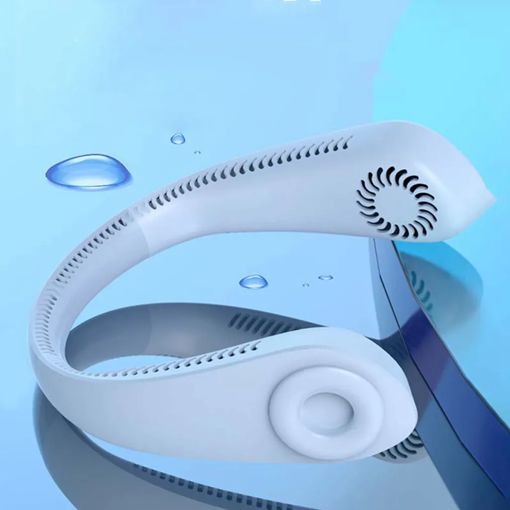 Flexibler Halsventilator, Leiser Blattloser Sportventilator, USB Drehbarer Nackenkühler Zum Aufhängen Für Outdoor Sportarten, Weiß – Bild 3