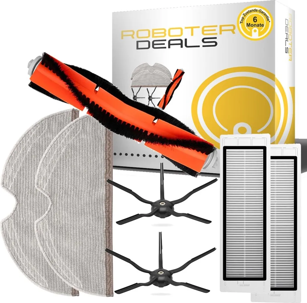 Zubehör Set Für Roborock S6, S6 MAX, S6 Pure (1x Hauptbürste, 2x Seitenbürste 5-armig, 2x Filter, 2x Pad)