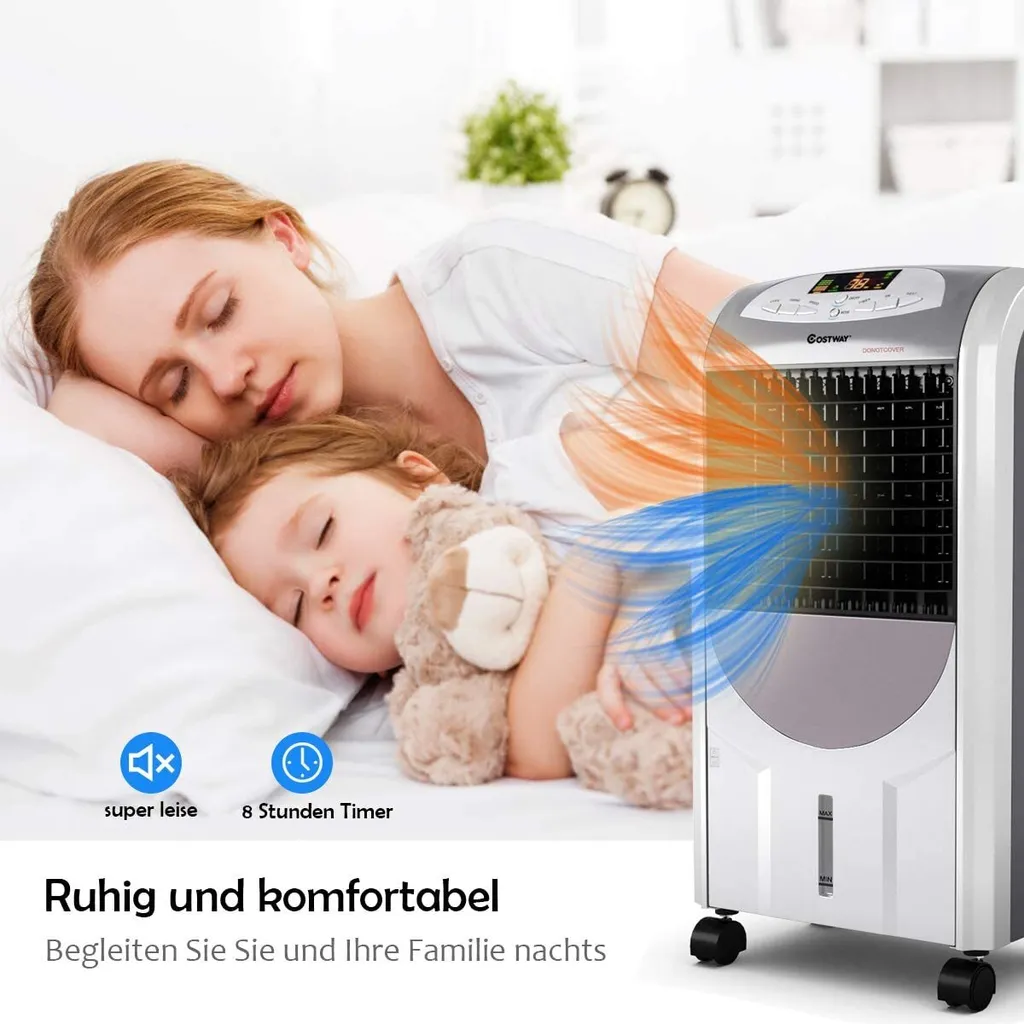 COSTWAY Heizlüfter 2000W Klimaanlage Mobil Klimagerät Kühlen 75W, 8H Timer, 7L Wassertank, 70°Winkel, Fernbedienung, Energieklasse A – Bild 5