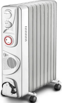TRESKO® Ölradiator Weiß 2000W Elektroheizung Radiator Öl Heizkörper Heizung Timer