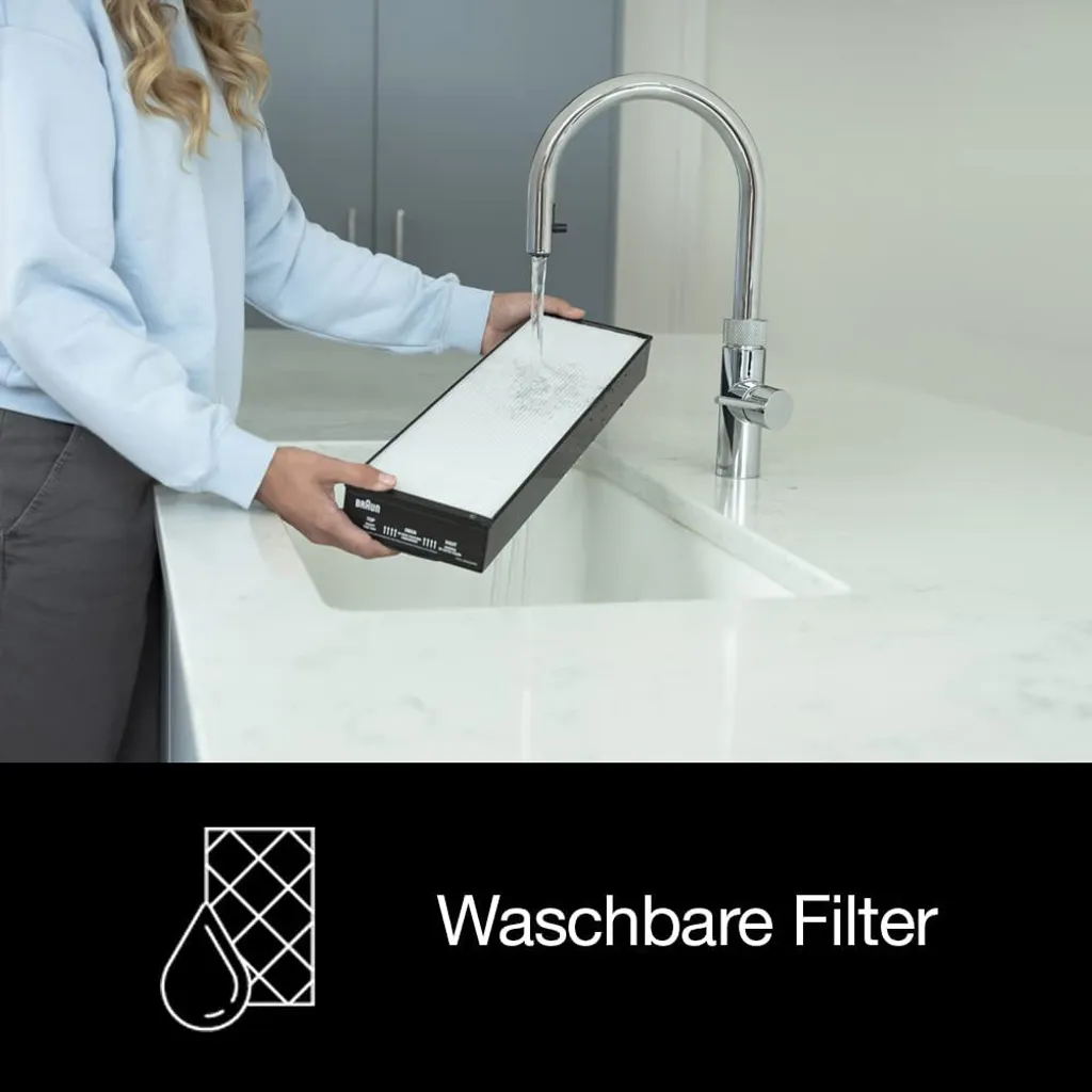 BRAUN Luftreiniger BFD104BE2 SCAN & CLEAN Raumgröße: 129 M² Dreifachfiltrierungssystem Schwarz – Bild 16