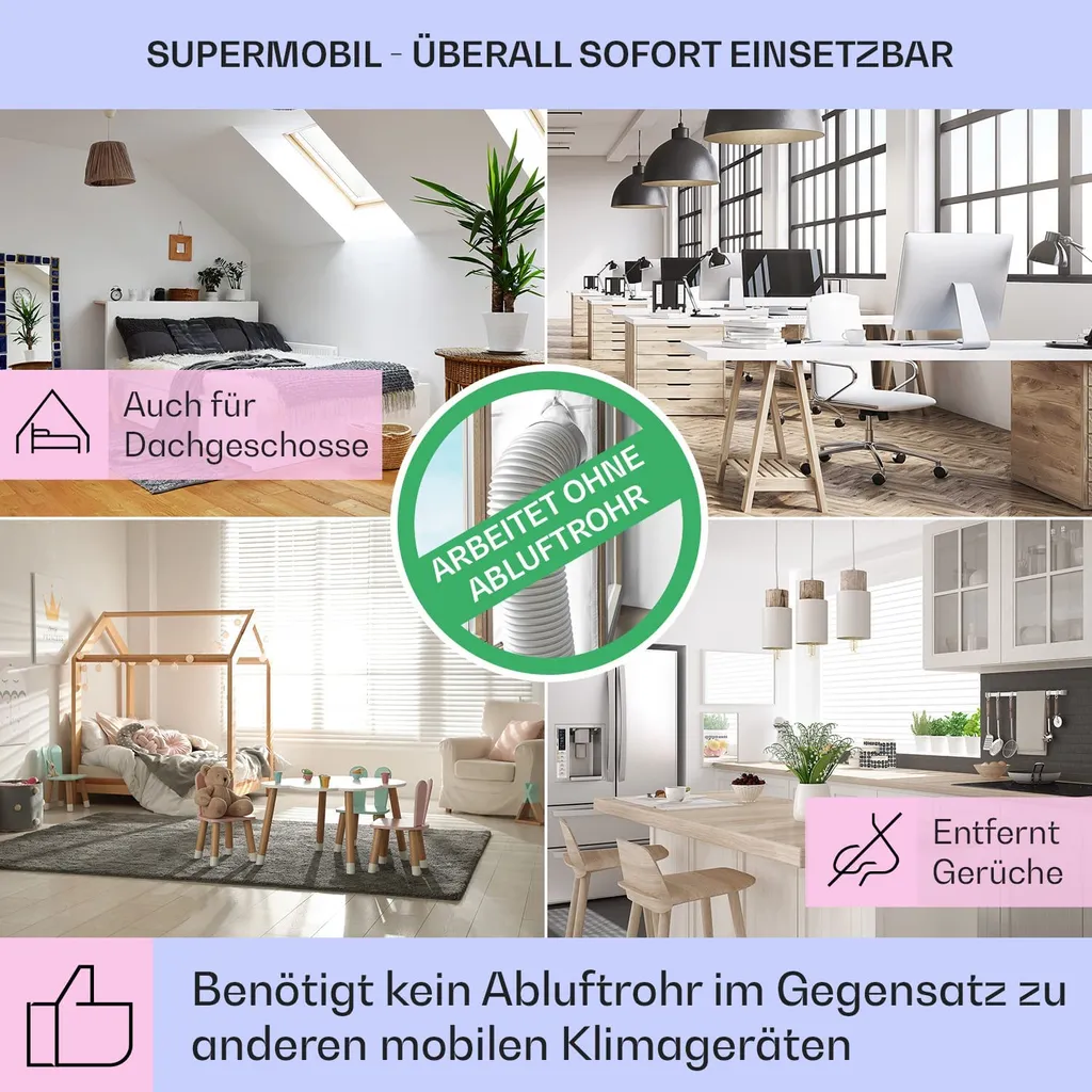 Klarstein Mobiles Klimagerät Ohne Abluftschlauch - Luftkühler Mit Wasser Ventilator Luftbefeuchter Luftreiniger Funktion - 7L Wassertank - Air Cooler Klimaanlage Mobil Mit Fernbedienung - Weiß – Bild 5