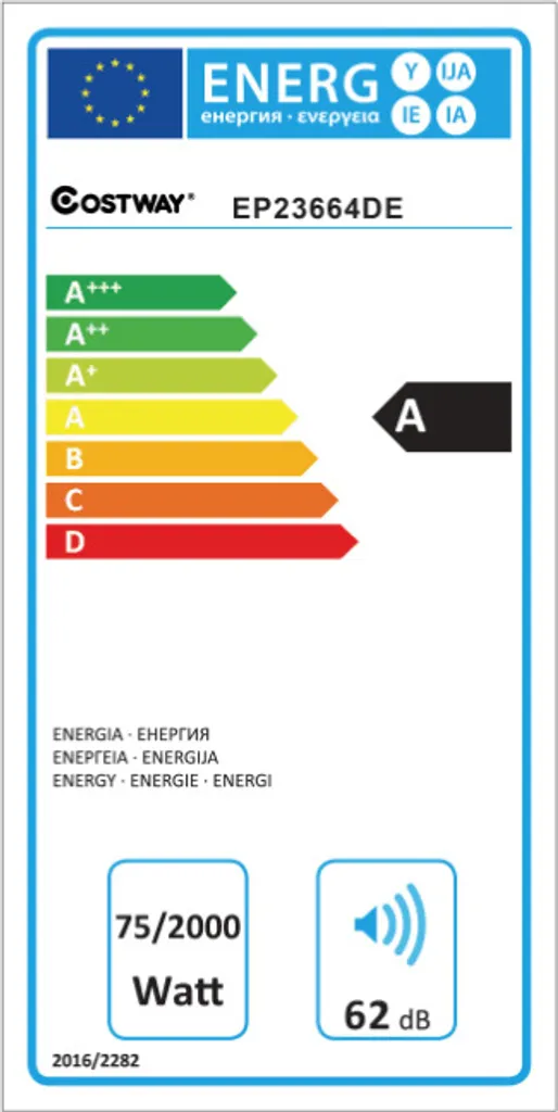 COSTWAY Heizlüfter 2000W Klimaanlage Mobil Klimagerät Kühlen 75W, 8H Timer, 7L Wassertank, 70°Winkel, Fernbedienung, Energieklasse A – Bild 8