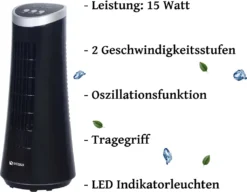 Ecosa Turm Tischventilator | Mini Ventilator | Turmventilator