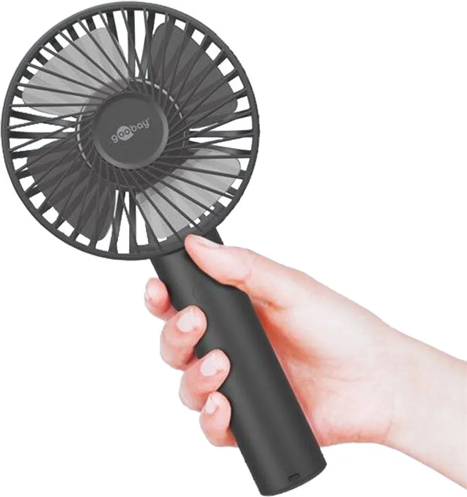 Goobay Tragbarer Handventilator Mit Standfuß - Geräuschlos, Wiederaufladbar - Mit Akku (2000mAh) Und Ladekabel, Schwarz – Bild 7