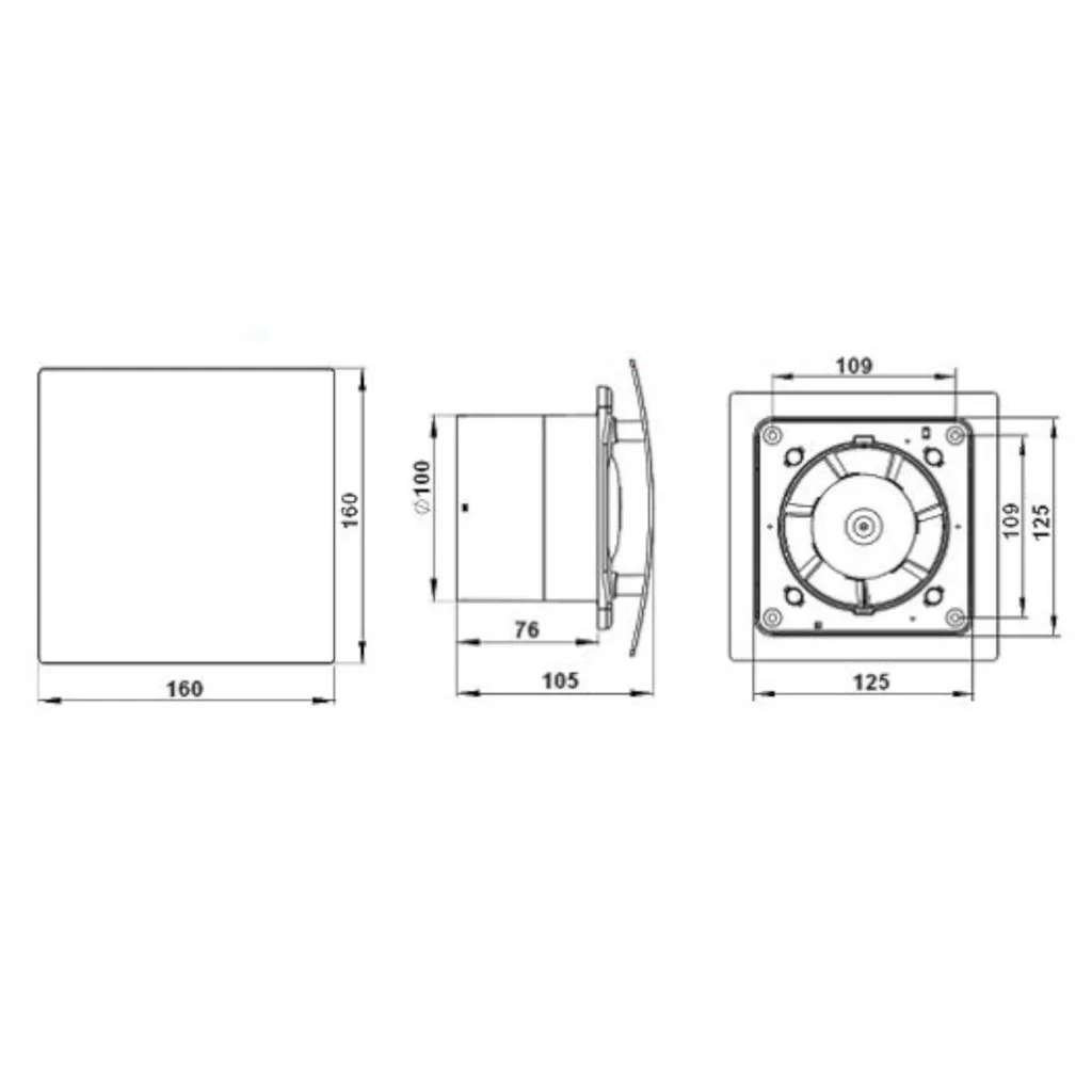 Wohnraumlüfter Lüfter Badlüfter Deckenlüfter Ventilator Badventilator Ø 100 Mm Nachlauf / Timer Hochglanz Weiß – Bild 3