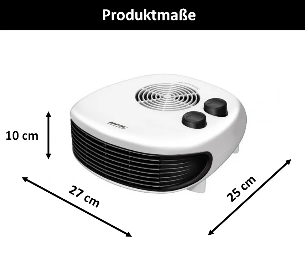 MPM MUG-20, Haushaltslüfter Ohne Lamellen, Indoor, Flur, Weiß, Drehregler, 2000 W – Bild 5