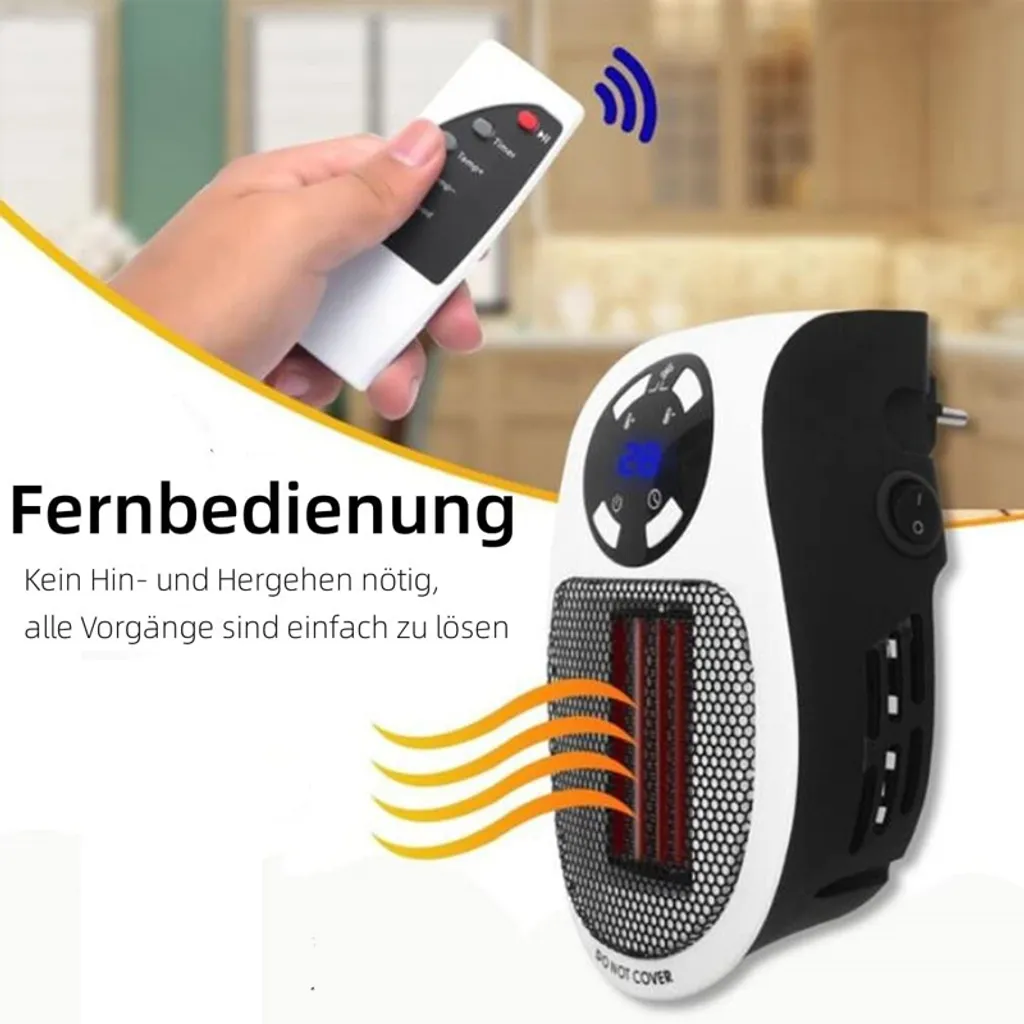 2er 500W 220V Steckdosen Heizlüfter Mini Heizung | Elektroheizer | Heizgerät Elektroheizer Plug In Heater Heizgerät Energie Sparen Mit Fernbedienung – Bild 4