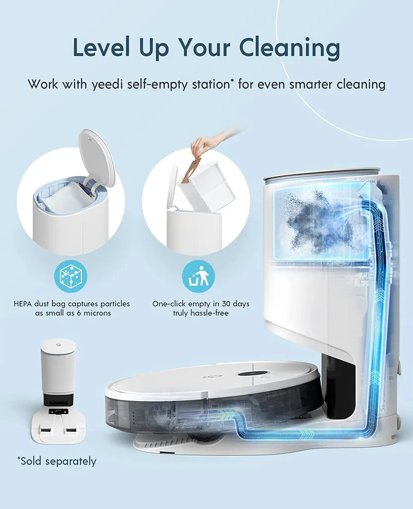 Yeedi Vac Hybrid 2-in-1 Saugroboter Wischfunktion Teppicherkennung Wischroboter 2500Pa – Bild 6