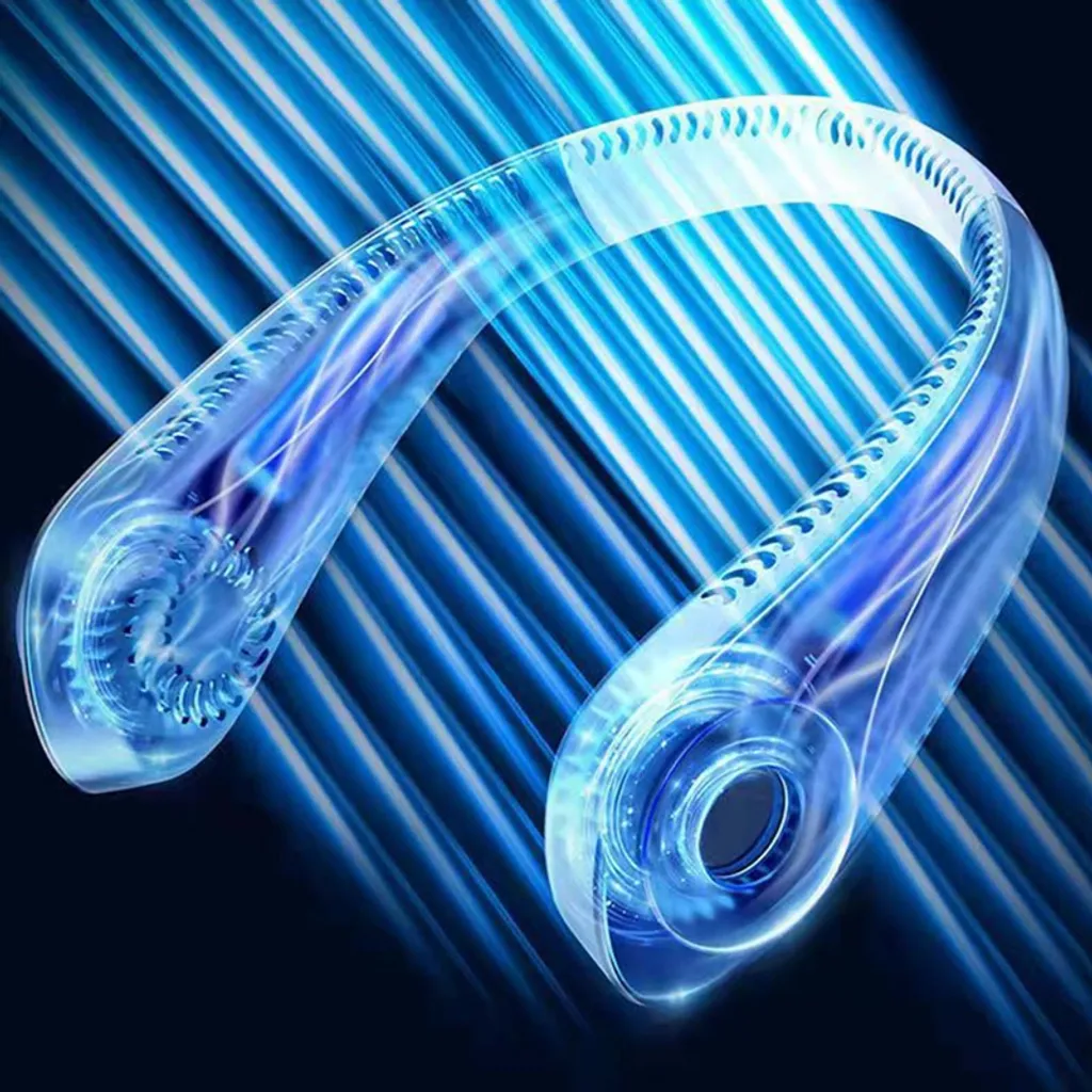 Flexibler Halsventilator, Leiser Blattloser Sportventilator, USB Drehbarer Nackenkühler Zum Aufhängen Für Outdoor Sportarten, Weiß – Bild 7