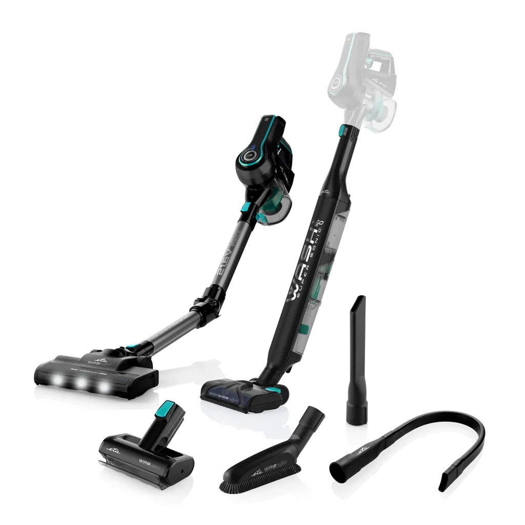 ETA SUPERSONIC WASH ETA523190000 Multifunktionaler Handstaubsauger, 135 W, 21,6 V Li-Ion-Akku, Digitalmotor, LED-Beleuchtung, HEPA-Filter, Saugt, Reinigt Tief, Trocknet, Wischt