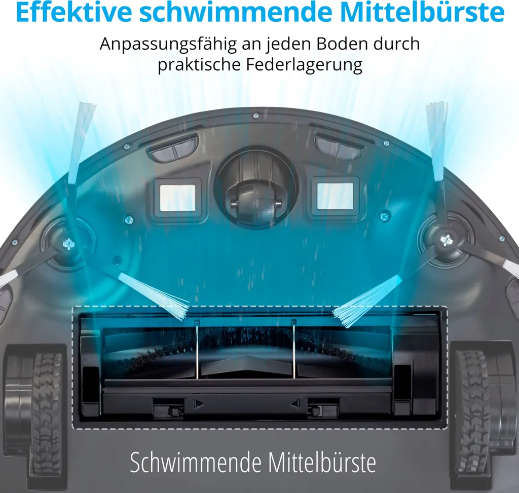 MEDION Saugroboter Mit Wischfunktion Und Intelligenter Navigation S30 SW (2.800 Pa, Alexa App Steuerung, Saugen Wischen Parallel, Regulierbare Wasserabgabe, Tierhaar Allergiker Optimiert) – Bild 7