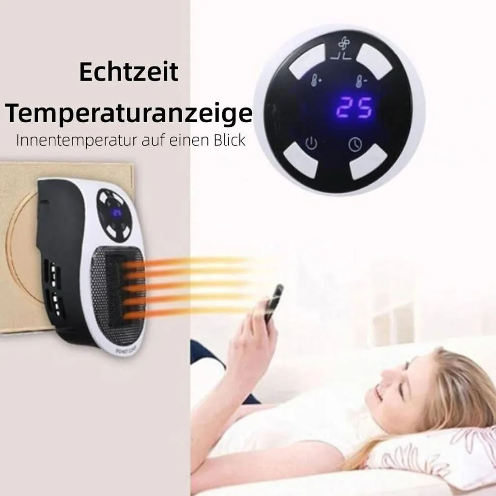 2er 500W 220V Steckdosen Heizlüfter Mini Heizung | Elektroheizer | Heizgerät Elektroheizer Plug In Heater Heizgerät Energie Sparen Mit Fernbedienung – Bild 5