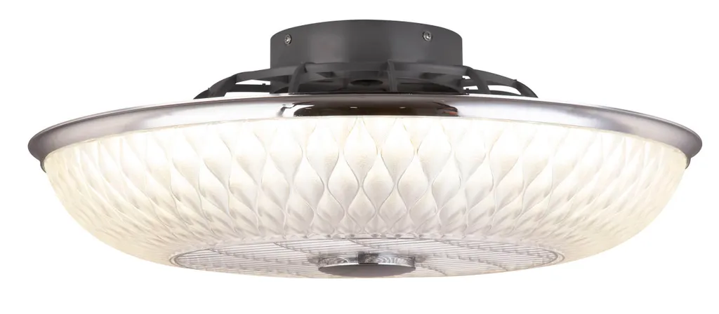 Globo Lighting Deckenventilator Metall Verchromt, Kunststoff, Acryl Satiniert, Dimmbar, Farben Fixierbar, Fernbedienung, Batterie Inkludiert 2x AAA, Max. Motorleistung 30W, ø: 550mm, H: 200mm, Inkl. LED 36W 230V, 2900lm Source, 2120lm Output, CCT 3000-6000K – Bild 2