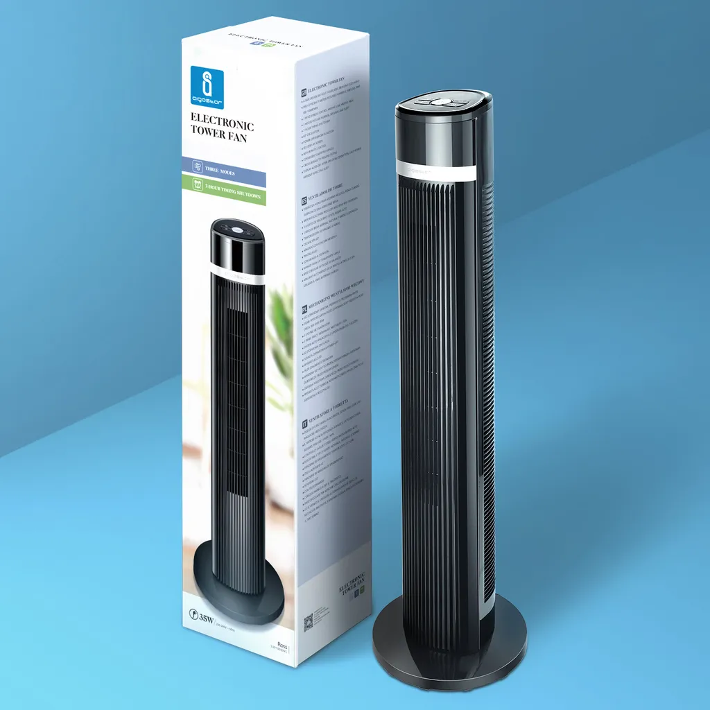 Aigostar Turmventilator, Leise Mit Fernbedienung, 35W, 60° Oszillierend, 3 Geschwindigkeitsstufen, 7 Stunden Timer, Säulenventilator Mit Speicher Funktion, 103cm Standventilator Tower Fan, Schwarz – Bild 6