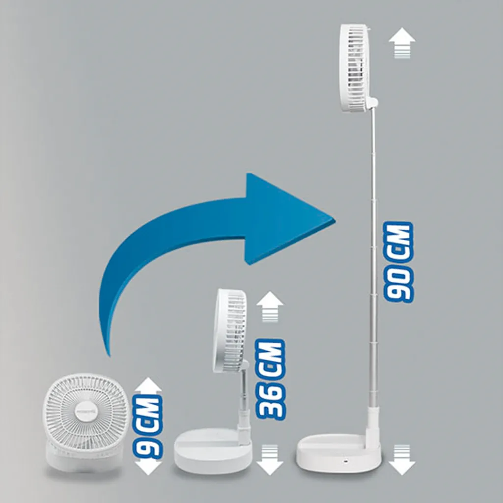 Starlyf® Foldable Fan – Wiederaufladbarer, Kabelloser Und Zusammenklappbarer Ventilator, Akkubetrieb Mit 3 Geschwindigkeiten, 2in1 - Tischventilator Und Standventilator – Aus Der TV Werbung – Bild 5
