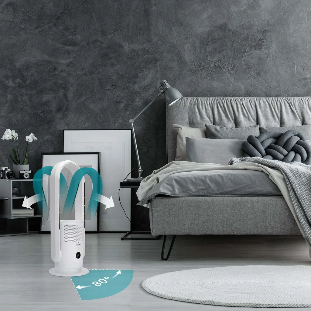 Djive ARC Heater 3in1 Rotorloser Heizlüfter, Ventilator & Luftreiniger, HEPA 14 Filter & UVC Gegen 99,995% Der Viren, Staub & Pollen, App Steuerung, Alexa, Google Home, Mit Heizfunktion, Schlafzimmer, Clean White – Bild 5