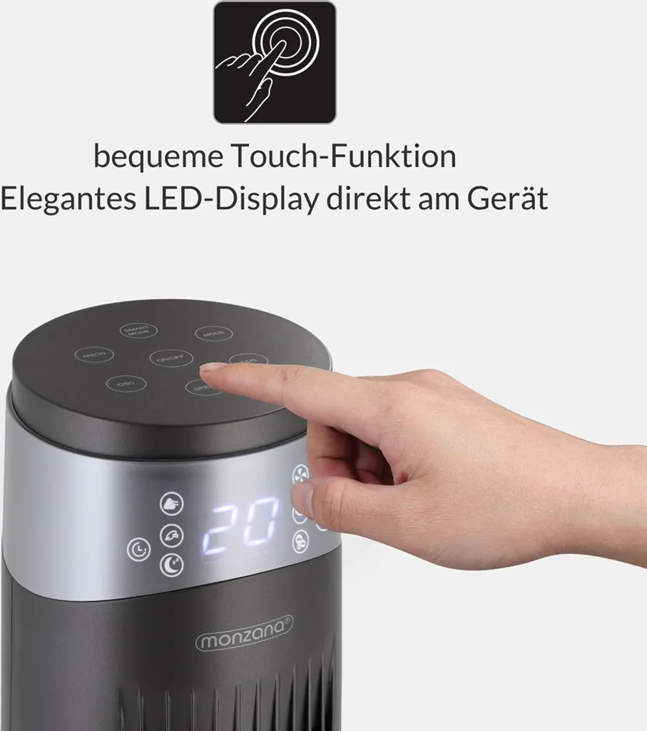 Monzana Turmventilator 6 Geschwindigkeitsstufen 120cm 3 Modi Timer Fernbedienung – Bild 4
