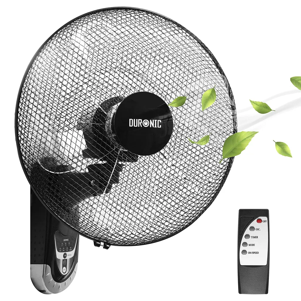 Duronic FN55 Wandventilator 60W - Durchmesser: 40 Cm Timer Und Fernbedienung 3 Geschwindigkeiten - Kompakter Und Leiser Ventilator Für Zuhause Und Büro