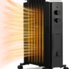 COSTWAY Ölradiator 3 Heizstufen 5-35℃ Für 20㎡, 7 Rippen Heizkörper 1500W, Elektrische Heizung Mobil Mit Thermostat, Überhitzungsschutz & Räder, Schwarz