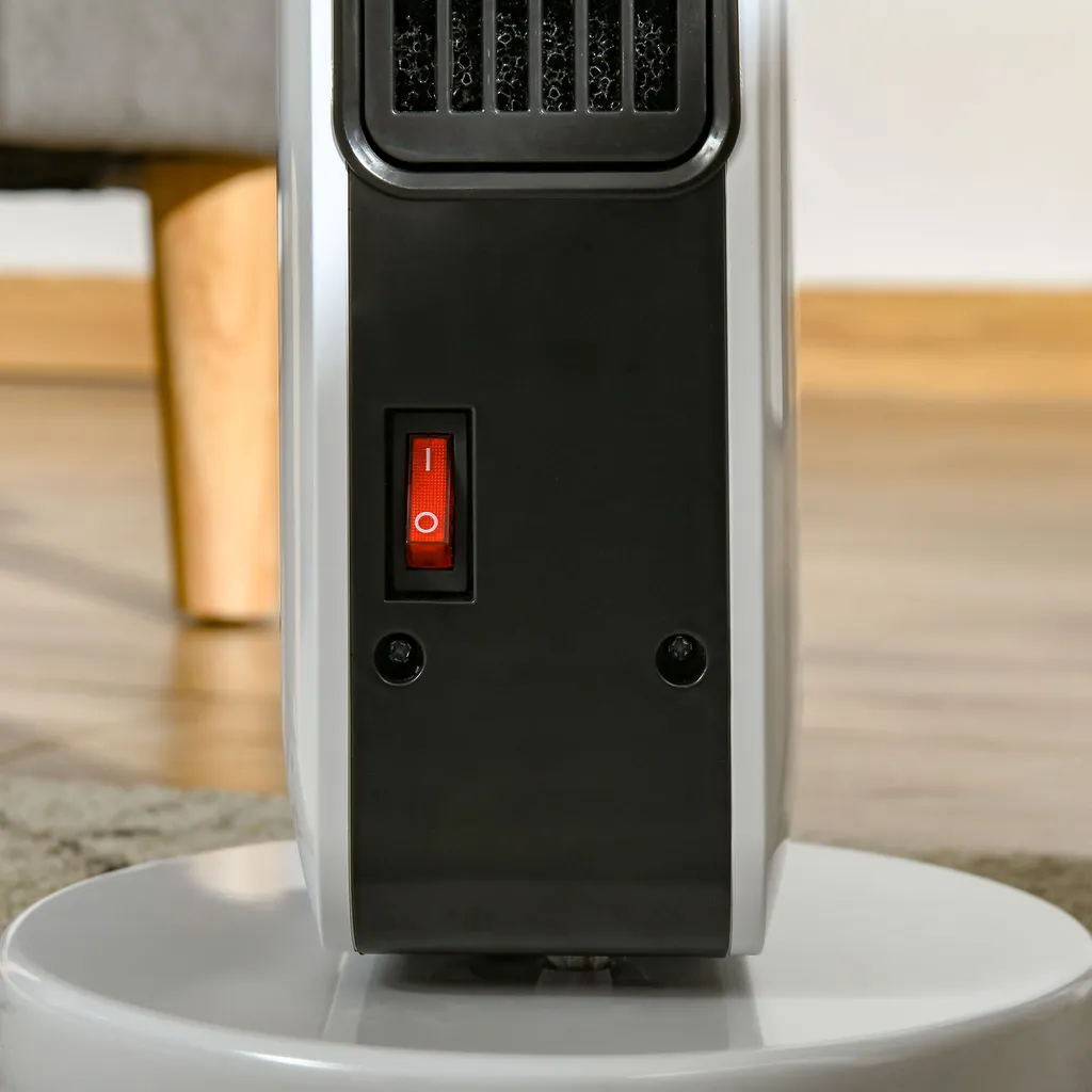 HOMCOM Heizgerät Heizlüfter 2200W Elektroheizer Keramik Heizturm Mit Fernbedienung 8-Stunden-Timer Oszillation Heizer Heizung ABS PA Weiß+Schwarz 21 X 21 X 73 Cm – Bild 9
