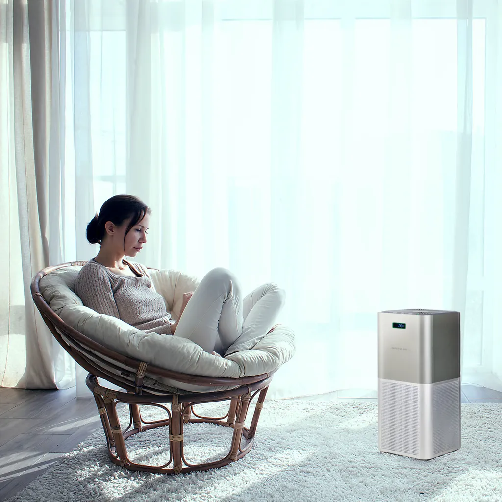 Genius Invictus Air Luftreiniger | Reinigt 400m3/h | Entfernt 99,95% Viren, Staub Und Für Allergiker Durch HEPA-Filter | Einstellbarer Timer | Luftqualitätsanzeige – Bild 5