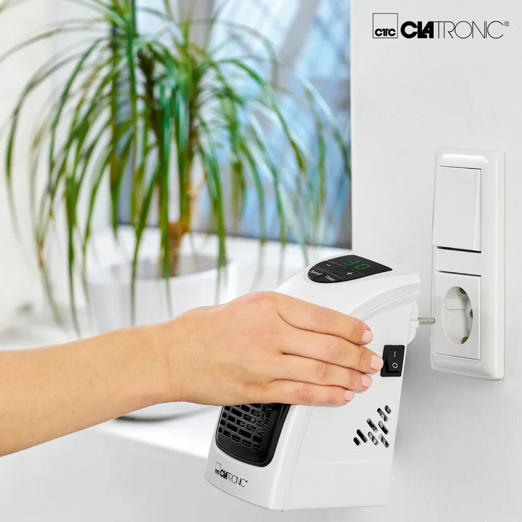 Clatronic HL 3738 Mobiler Steckdosen-Heizlüfter Mit 2 Gebläsestufen, Hochwertiges PTC-Heizelement, LED-Display-und Kontrollleuchte – Bild 9