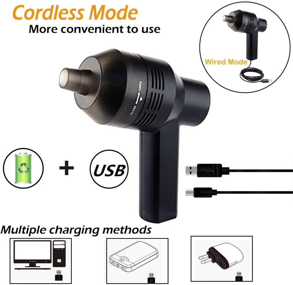 Elektrischer Staubsauger, Luftstaubsauger Leistungsstarkes Gebläse Alternative Druckluftspray Tastaturreiniger Für PC, Laptop, Sofa – Bild 5