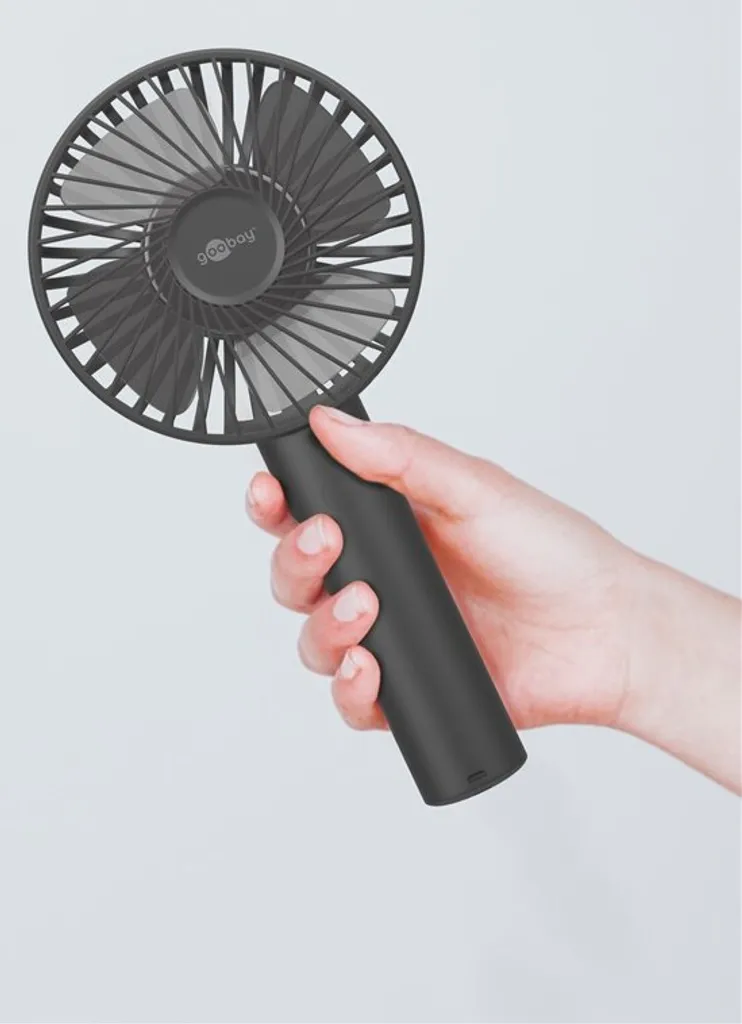 Goobay Tragbarer Handventilator Mit Standfuß - Geräuschlos, Wiederaufladbar - Mit Akku (2000mAh) Und Ladekabel, Schwarz – Bild 17