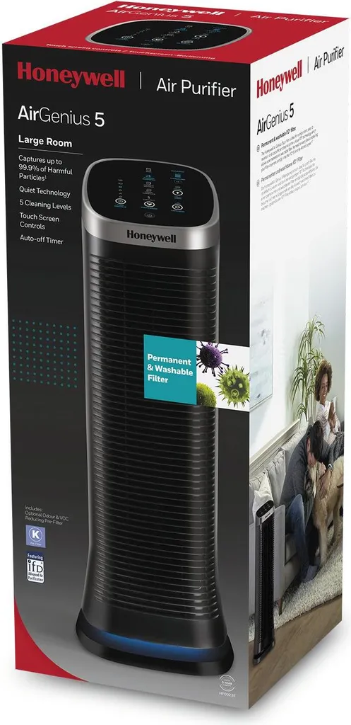 HONEYWELL AirGenius 5 Luftreiniger Schwarz (58 Watt, Raumgröße: 112 M3, IfD) – Bild 4