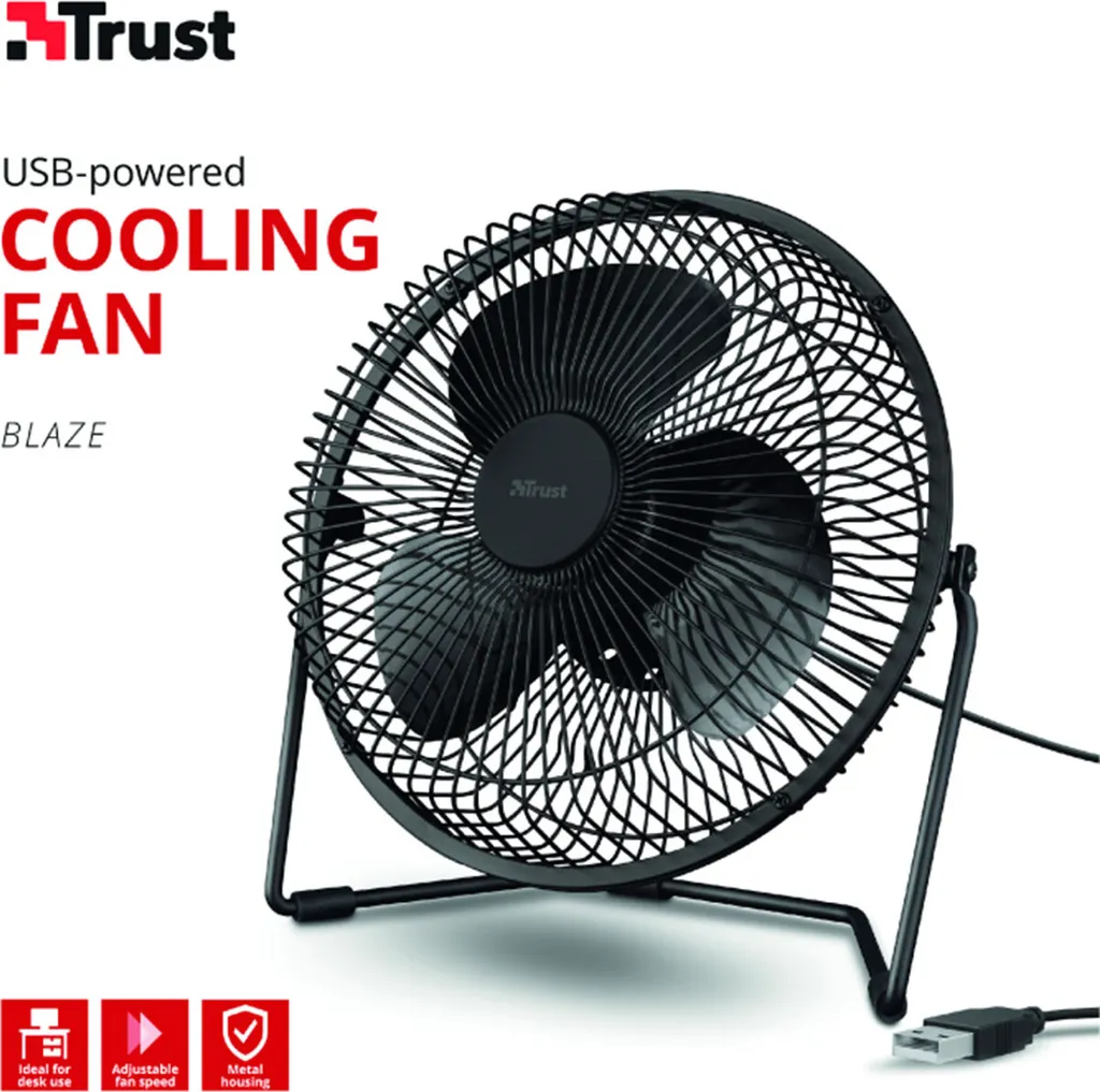 Trust Blaze USB-Kühllüfter, Einstellbare Geschwindigkeit, 120 Cm Kabel - Schwarz – Bild 10