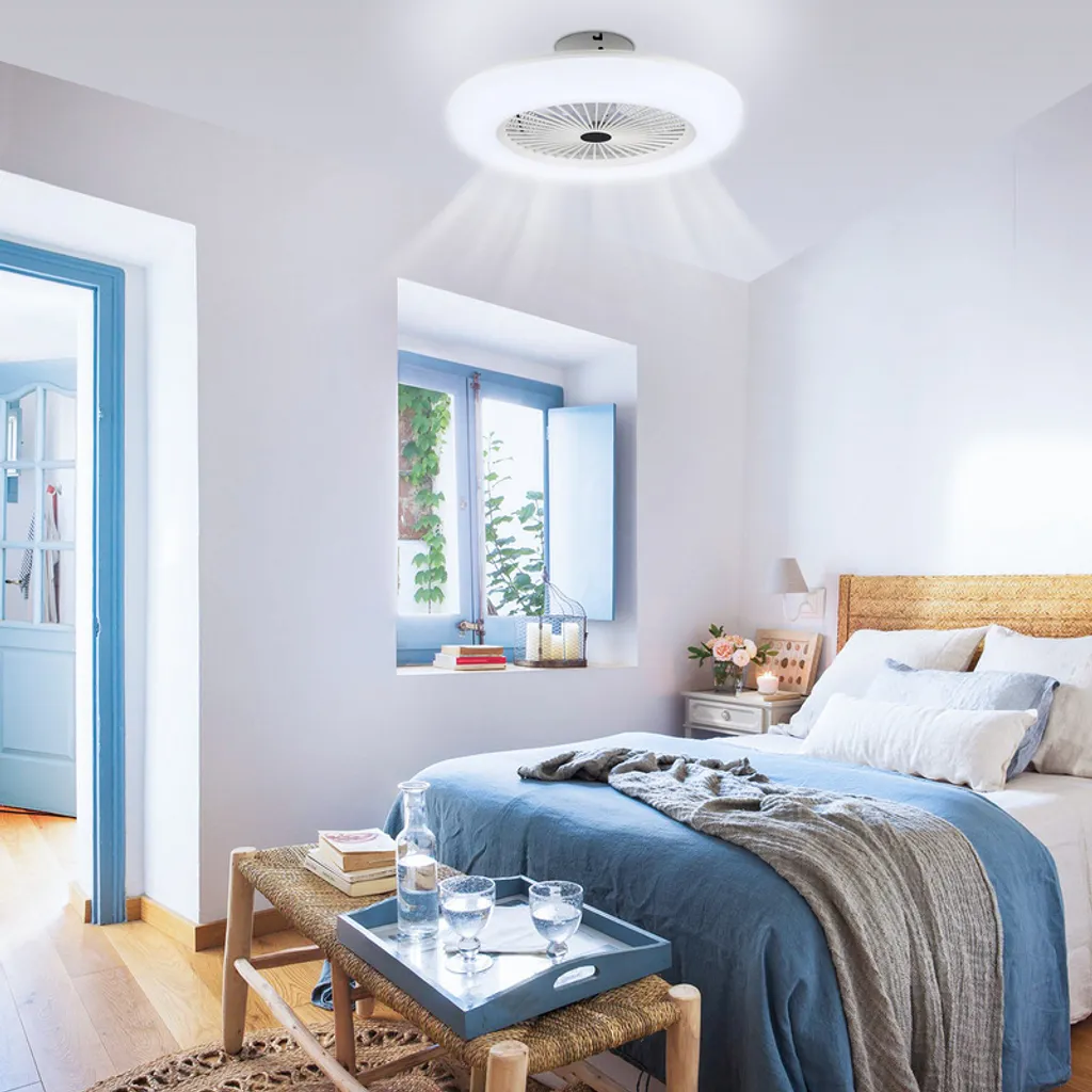 Lospitch Deckenventilator Fernbedienung Weiss Mit Beleuchtet Beleuchtung Schlaf 80W – Bild 7