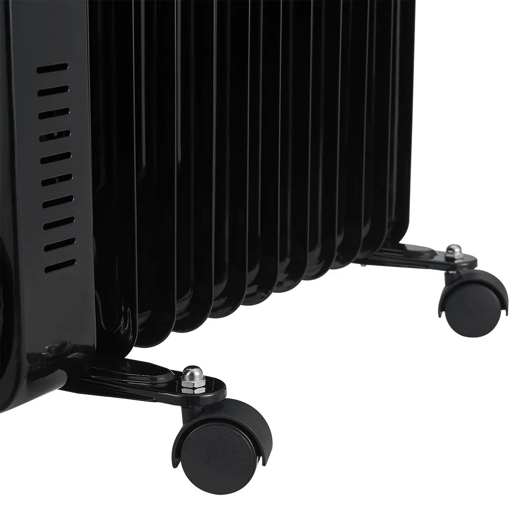 Juskys Elektroheizung Ölradiator 2500 Watt - Heizung Elektrisch Mit 3 Stufen, Thermostat, 12 H-Timer & Überhitzungsschutz - Radiator Schwarz – Bild 10