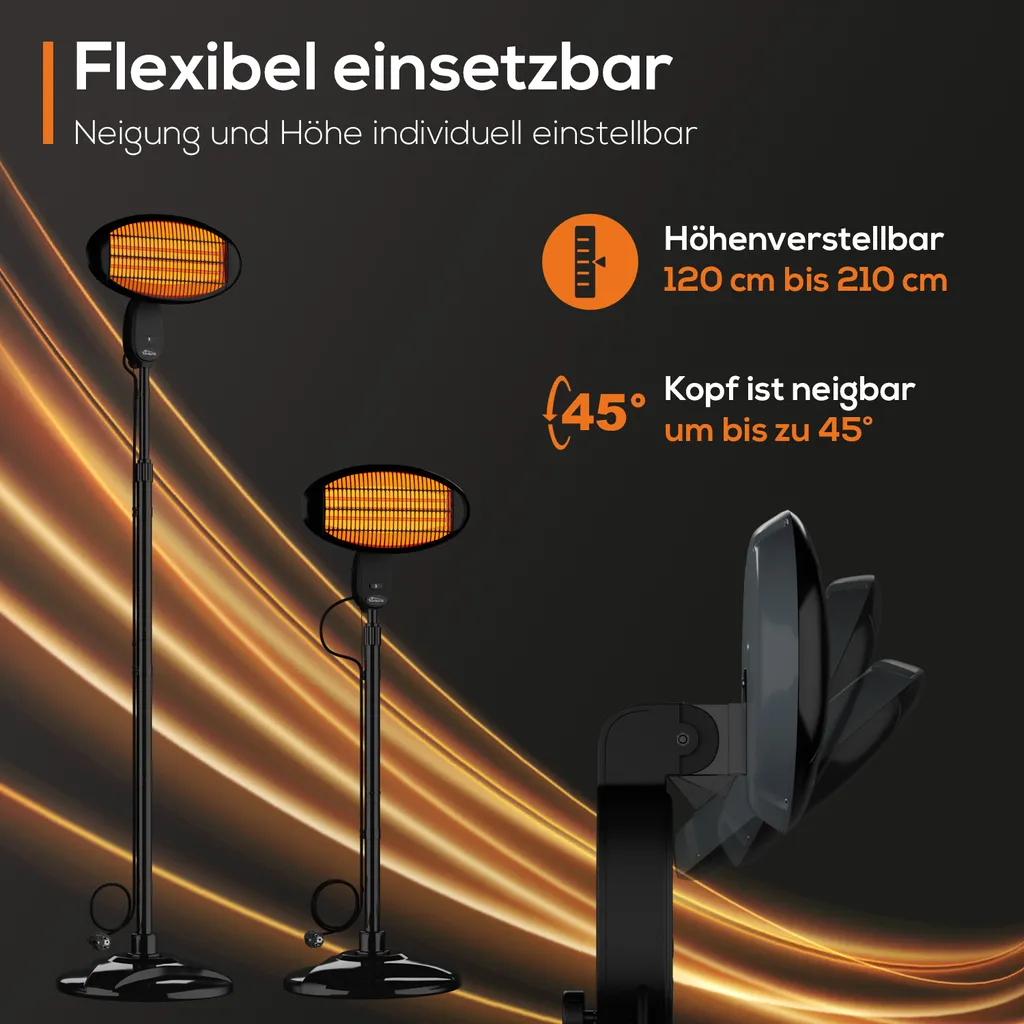 TroniTechnik Quartz-Heizstrahler Mit 3 Stufen, Verstellbarer Teleskopstange Und Kopf – Bild 13