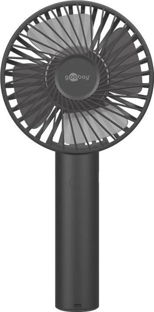 Goobay Tragbarer Handventilator Mit Standfuß - Geräuschlos, Wiederaufladbar - Mit Akku (2000mAh) Und Ladekabel, Schwarz – Bild 2