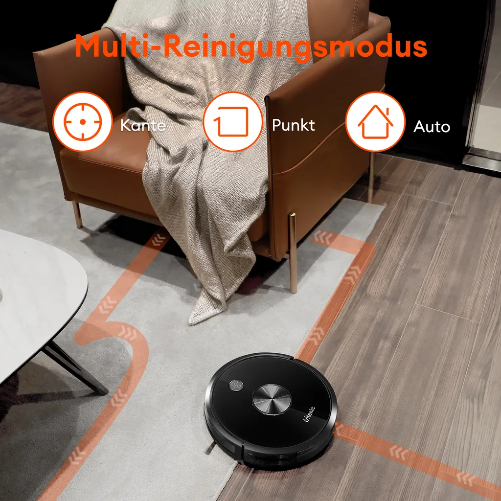 ULTENIC D5 Saugroboter Mit Mop Ultradünner Roboter, Bluetooth Und WIFI Verbunden, 3000 Pa Saugkraft, 2600 MAh Akku, Staubsauger Roboter – Bild 5
