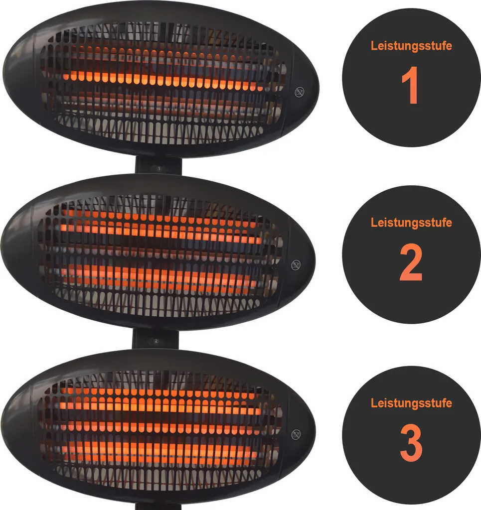 TroniTechnik Quartz-Heizstrahler Mit 3 Stufen, Verstellbarer Teleskopstange Und Kopf – Bild 3