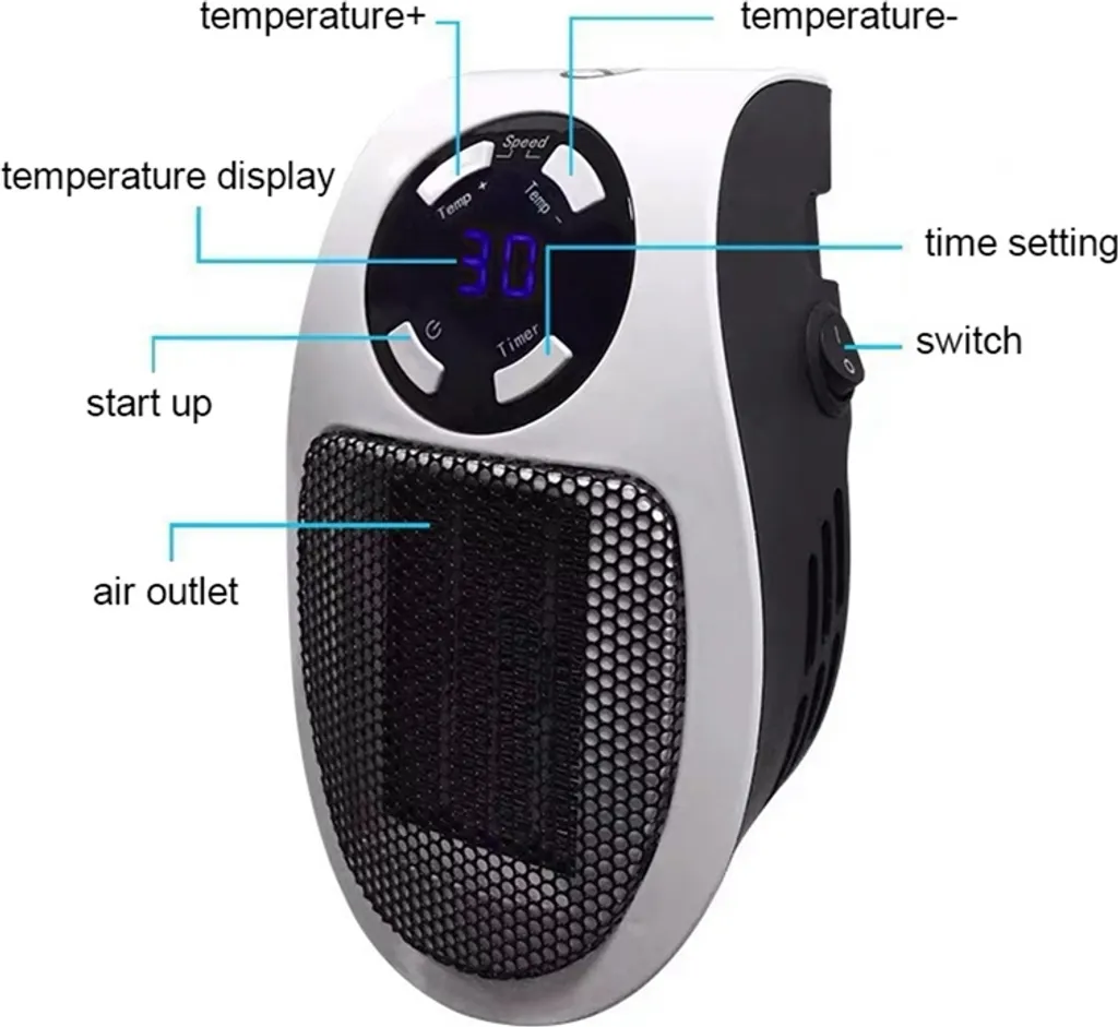 2er 500W 220V Steckdosen Heizlüfter Mini Heizung | Elektroheizer | Heizgerät Elektroheizer Plug In Heater Heizgerät Energie Sparen Mit Fernbedienung – Bild 9