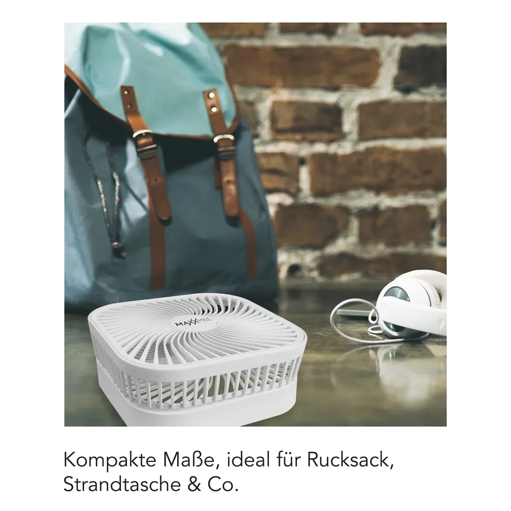 MAXXMEE Akku-Ventilator Klappbar - Für In- Und Outdoor - Weiß MAXXMEE Akku Ventilator Klappbar Outdoor Standventilator Windmaschine Luftkühler – Bild 9